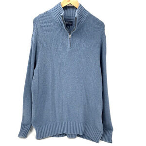 Lucky Brand Sweater Mens XL Blue 1/4 Zip Cotton Cashmere Pullover Knit